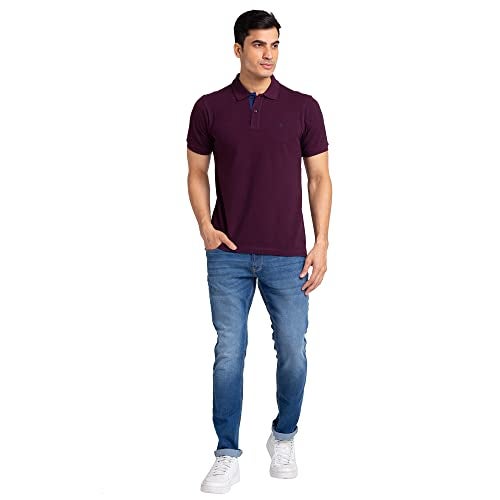 Raymond Men Regular Fit Solid Polo T-Shirt | 100% Pure Cotton | Casual Half Sleeve Tee | Fancy Maroon - Image 5