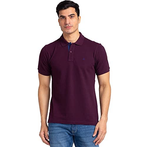 Raymond Men Regular Fit Solid Polo T-Shirt | 100% Pure Cotton | Casual Half Sleeve Tee | Fancy Maroon - Image 1
