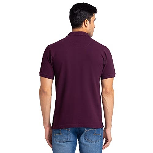 Raymond Men Regular Fit Solid Polo T-Shirt | 100% Pure Cotton | Casual Half Sleeve Tee | Fancy Maroon - Image 4