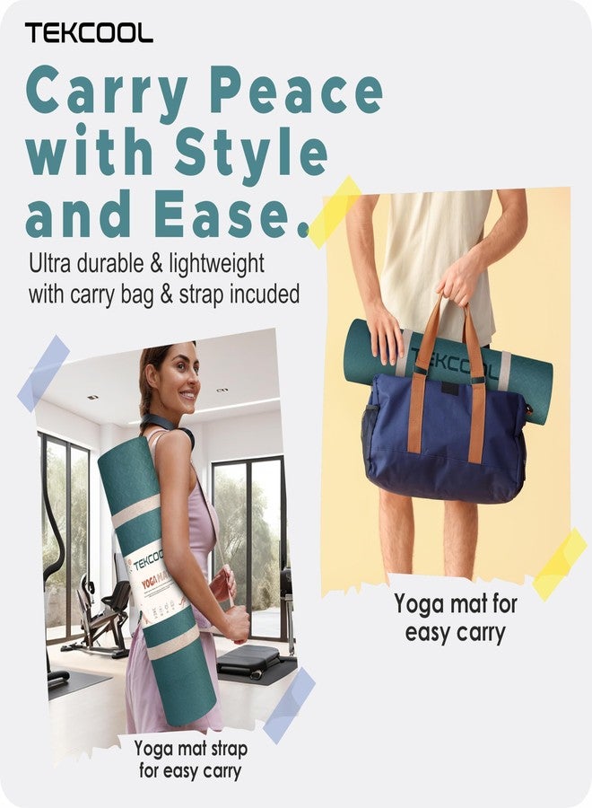 TEKCOOL سجادات يوغا TEKCOOL EVA للنساء والرجال، سجادات تمارين رياضية منزلية ورياضية، مانعة للانزلاق، سمك 4 مم - أخضر - Image 4
