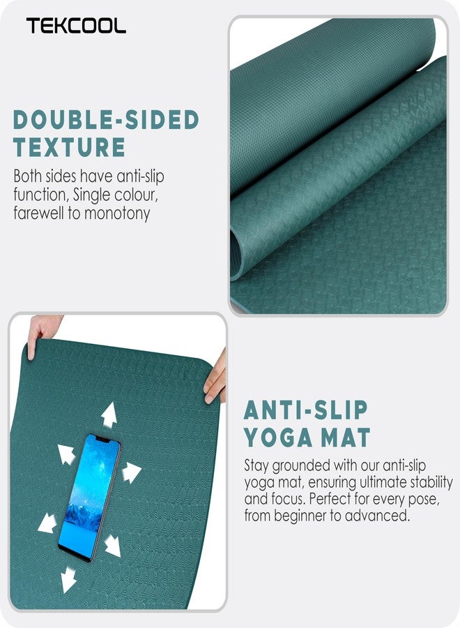 TEKCOOL سجادات يوغا TEKCOOL EVA للنساء والرجال، سجادات تمارين رياضية منزلية ورياضية، مانعة للانزلاق، سمك 4 مم - أخضر - Image 2
