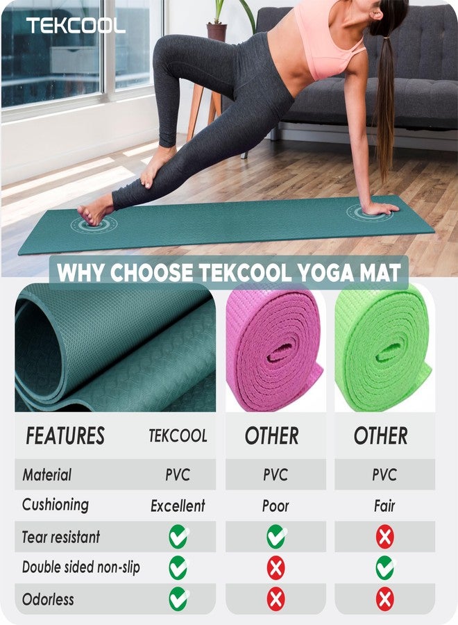 TEKCOOL سجادات يوغا TEKCOOL EVA للنساء والرجال، سجادات تمارين رياضية منزلية ورياضية، مانعة للانزلاق، سمك 4 مم - أخضر - Image 5