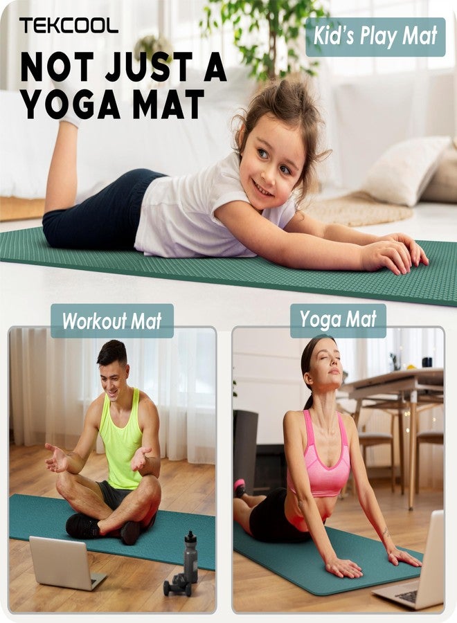 TEKCOOL سجادات يوغا TEKCOOL EVA للنساء والرجال، سجادات تمارين رياضية منزلية ورياضية، مانعة للانزلاق، سمك 4 مم - أخضر - Image 3