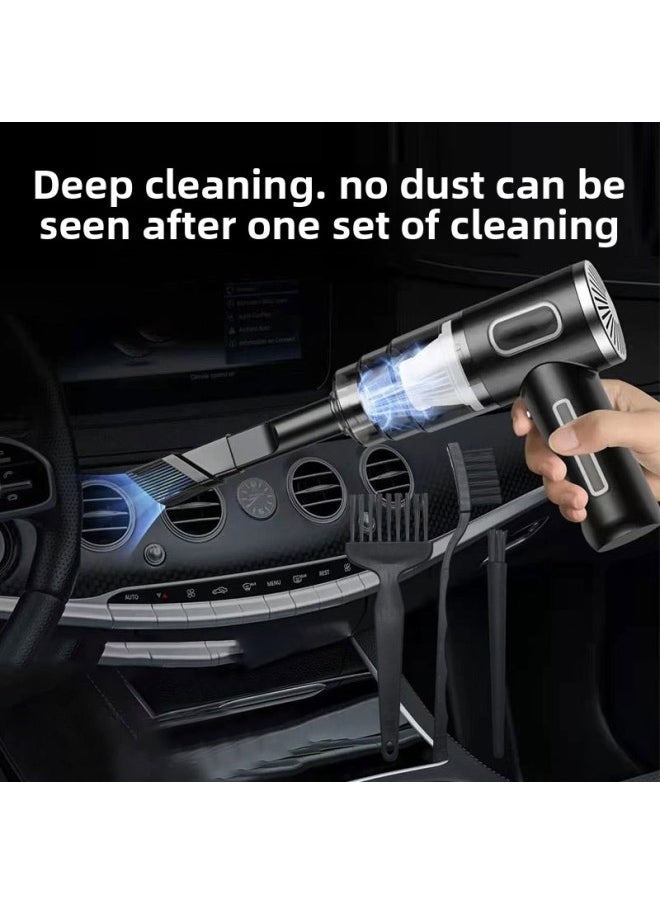 Generic - Wireless Portable Handheld Dust Blower Computer Case Keyboard Furniture Powerful Cleaning Dust Collector Keyboard Brush Vacuum Cleaner-Color:Black Rechargeable Single Filter Element - Image 1