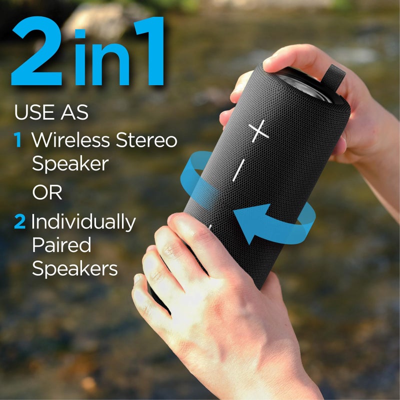 iHome Bluetooth Speaker with Wireless Stereo Option, Portable Split Speaker with Enhanced Bass (iBT430) - Image 3