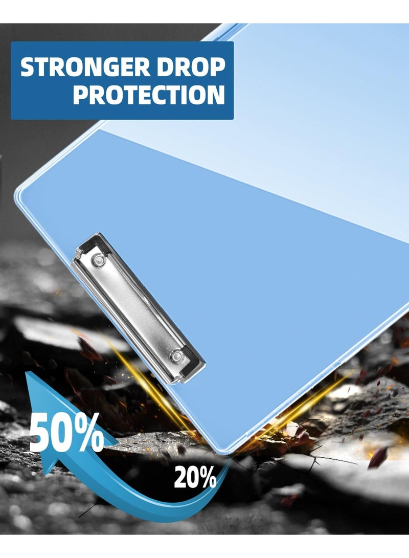 Bukela Clipboard with 2 Storage, Dry Erase 8.5x11 Heavy Duty ClipBoards - High Capacity Coaches Clip Board with Pen Holder - Side Opening Plastic Nursing Clip Case - Aqua Blue - Image 5