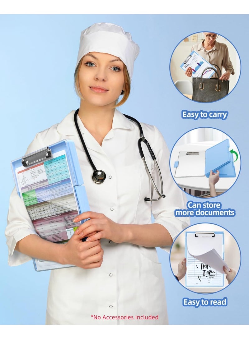 Bukela Clipboard with 2 Storage, Dry Erase 8.5x11 Heavy Duty ClipBoards - High Capacity Coaches Clip Board with Pen Holder - Side Opening Plastic Nursing Clip Case - Aqua Blue - Image 4