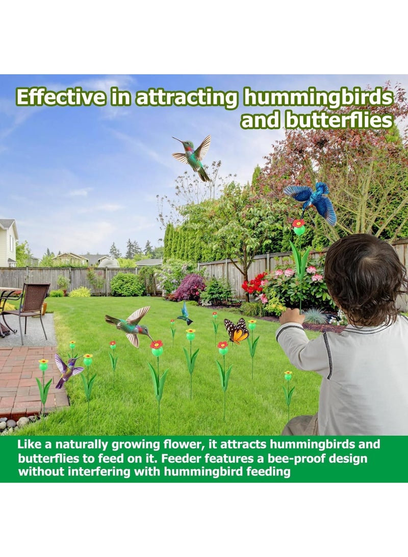 Barakah أ feeders للطيور الطنانة، feeders صغيرة للزهور للحديقة، feeders للفراشات، تصميم مقاوم للنحل، تأثير الزهور المحاكي للحدائق الزخرفية، 6 قطع (3 حمراء + 3 صفراء) - Image 4