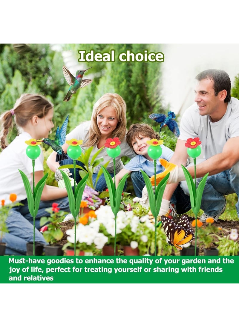 Barakah أ feeders للطيور الطنانة، feeders صغيرة للزهور للحديقة، feeders للفراشات، تصميم مقاوم للنحل، تأثير الزهور المحاكي للحدائق الزخرفية، 6 قطع (3 حمراء + 3 صفراء) - Image 5