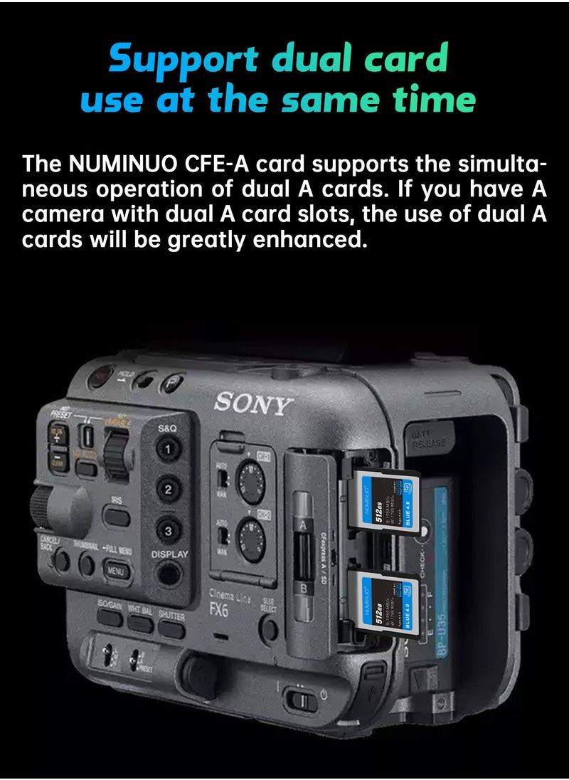 NUMINUO 512GB Cfexpress 4.0 Type A Memory Card Professional Grade, up to 1750MB/s Read and 1780MB/s Write Speed, High Performance, Compatible with Sony Cameras  - Image 5