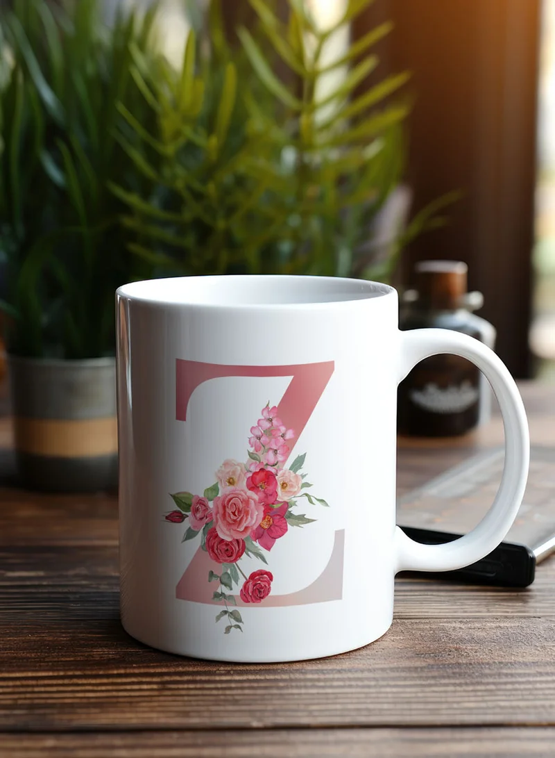 LOWHA 11 oz Ceramic Mug with Letter Z Design on Both Sides