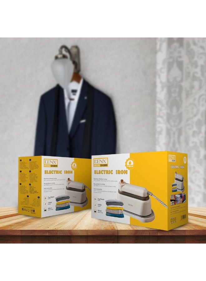 DENX 2 In 1 Handheld Garment Steamer & Steam Iron 1200W, Portable Clothes Iron With Brush & 180ml Tank, Fabric Steamer For Wrinkle Removal, Mini Travel Iron For Abaya, Shirts, Suits, Curtains, Fast Heat-Up, Vertical & Horizontal Ironing, Lightweight Steam Press For Home, Office & Travel, DX3009 - Image 4