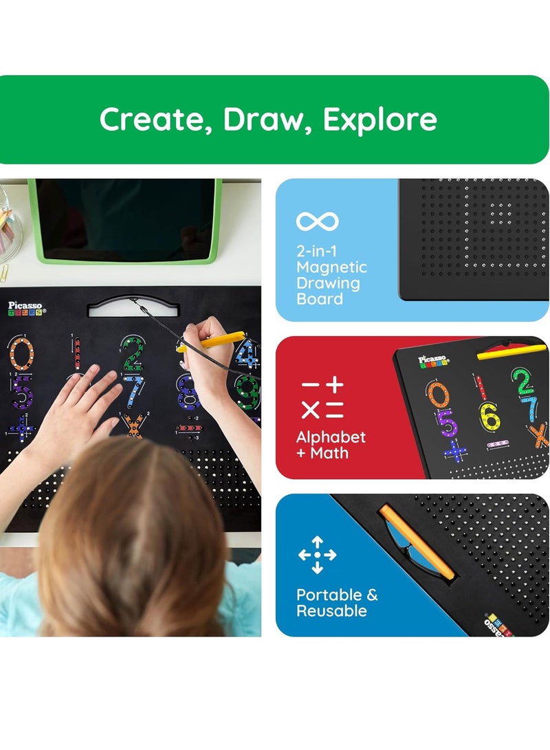 PicassoTiles Picasso - Double-Sided Magnetic Drawing Board with Letters and Numbers (10X12 Inch) – Interactive Learning Toy for Kids, Enhances Writing, Reading & Creativity  - Image 3
