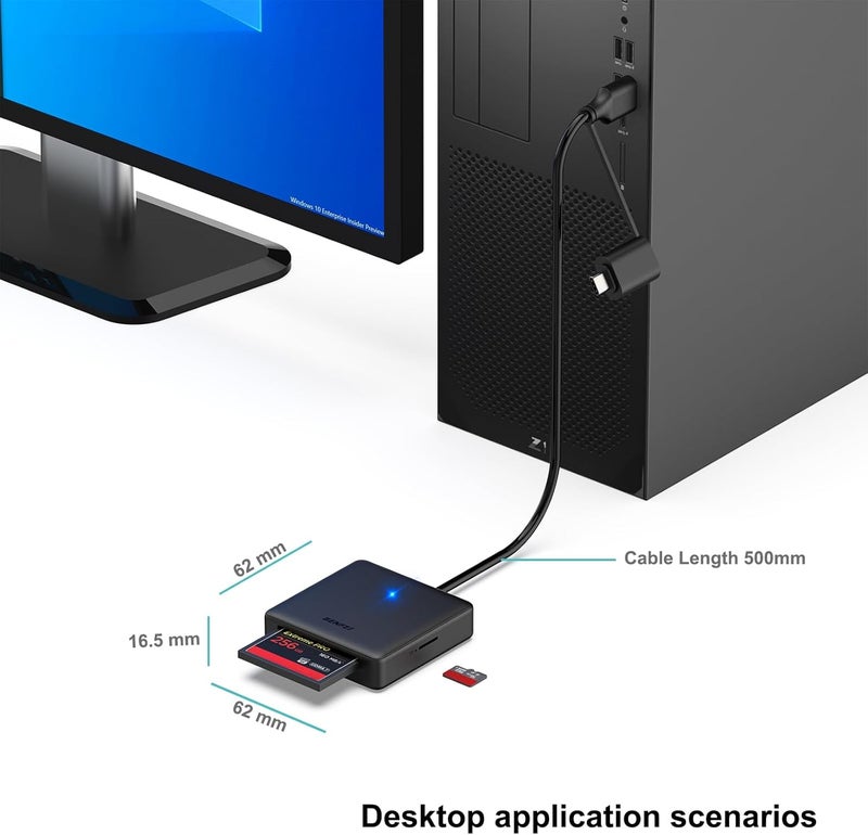 Benfei Memory Card Reader, 4in1 USB 3.0 and USB-C to SD Micro SD MS CF Card Reader Adapter, 4 Cards Simultaneously Read and Write, Compatible with iPhone 15 Series, MacBook Pro/Air 2023, and More - Image 4