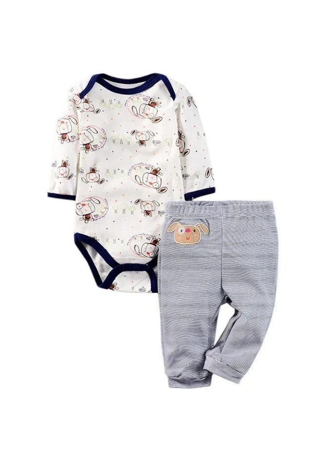 بمبىمىشى Bambimici Dog Bodysuit Long Sleeve & Pyjama with Hat Set - Dark Blue