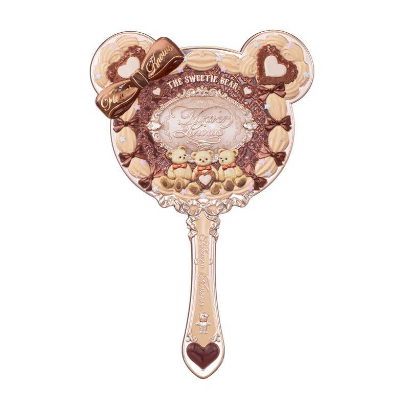 Flower Knows The Sweetie Bear Hand MirrorVintage Portable Handheld MirrorFancy Pretty Princess Mirror with Long HandleGift for GirlsCarmal Brown - Image 2