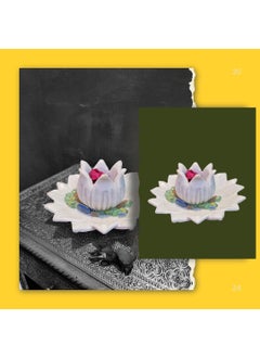 R&M RM Bowl Urli Candle Holder Combo Pack of 2 (9inch Bowl with 4inch Candle Holder) | Marble Flower Bowl | For Home and Office Decorations | Marble Floating Candle Holder Bowl | Marble Fruit Bowl | White  - Image 4