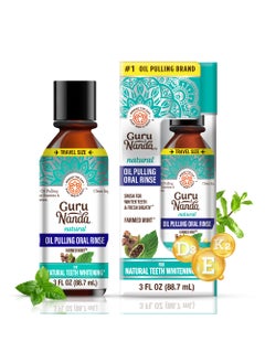 GuruNanda Travel Size Coconut Oil Pulling 7 Essential Oils  Vitamins Fresh Breath  Whitening Mouthwash No Alcohol  Fluoride 3 oz