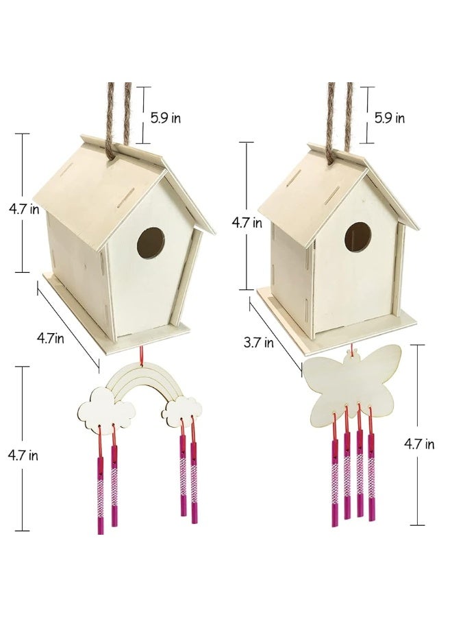 ORIENTAL CHERRY Crafts for Kids Ages 4-8 - 4 Pack DIY Bird House Wind Chime Kit - Build and Paint Birdhouses Wooden Arts Kits Easter Basket Stuffers Gifts for Girls Kids Boys Toddlers Ages 3-5 4-6 6-8 8-12 - Image 3