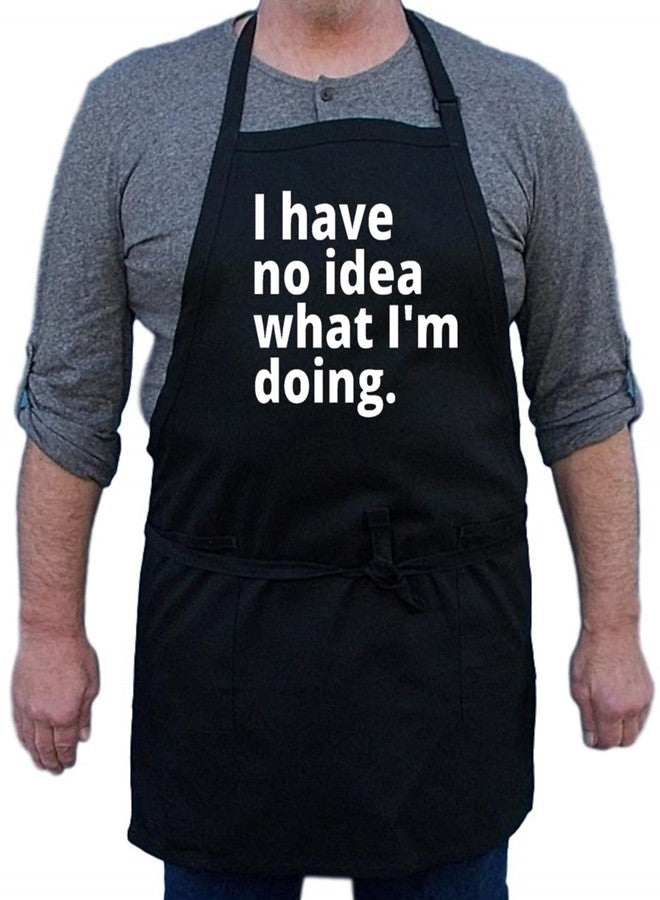 CoolAprons Funny Cooking Aprons I Have No Idea What I'm Doing, Black Adjustable Pockets Apron - Image 2