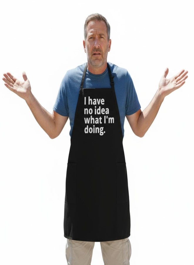 CoolAprons Funny Cooking Aprons I Have No Idea What I'm Doing, Black Adjustable Pockets Apron - Image 1