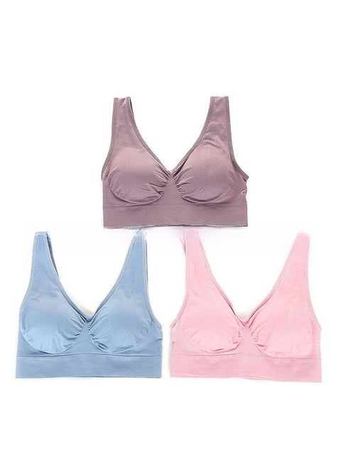3-Pack Genie Bra Double-Layer Sports with Pads Plus-Size Sleep Vest All white 3-piece set