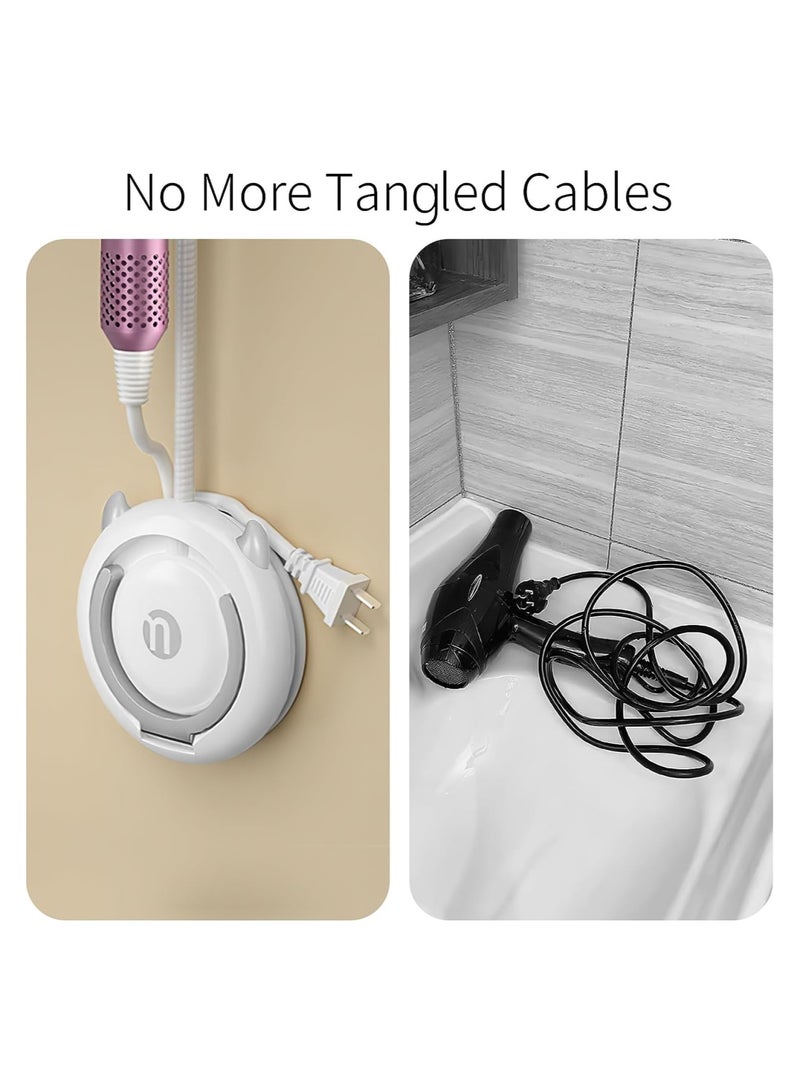 Zikra Hair Dryer Holder Wall Mounted, Hands Free Blow Dryer Stand, Adjustable Blow Dryer Organizer with Cable Hanger, Self Adhesive Hair Blow Dryer Rack for Cabinet Bathroom - Image 5