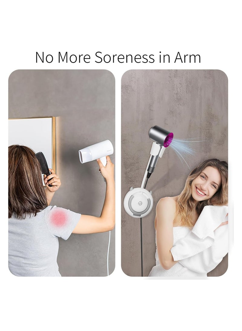 Zikra Hair Dryer Holder Wall Mounted, Hands Free Blow Dryer Stand, Adjustable Blow Dryer Organizer with Cable Hanger, Self Adhesive Hair Blow Dryer Rack for Cabinet Bathroom - Image 4