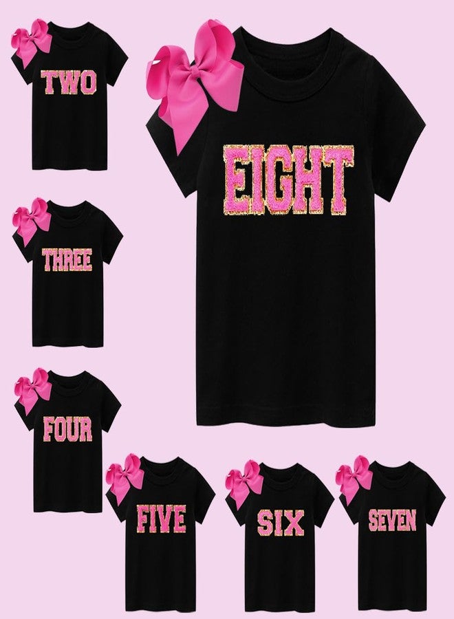 D.O.T Girls Birthday Outfits Shirt Tutu Skirts Set Hair Bow Sash Clothes Set Toddler Baby 2nd 3rd 4th 5th 6th 7th 8th (BLack On EIGHT, 8Years) - Image 2
