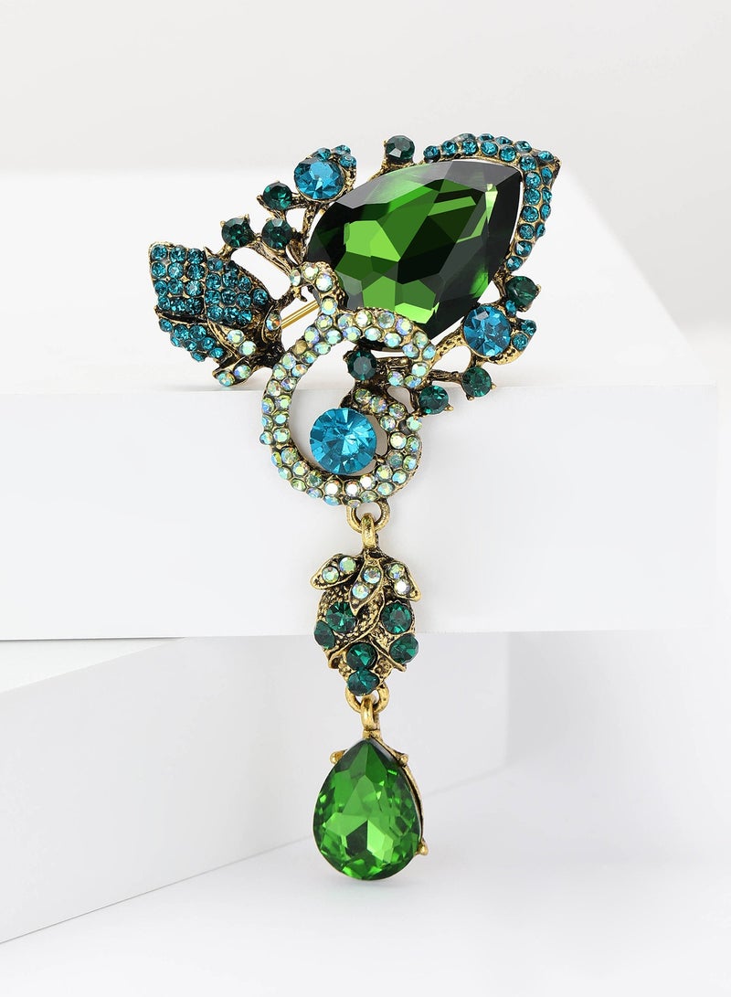 Brooch Pins For Women Retro Large Crystal Pendant Butterfly Brooch Women'S Coat Butterfly Brooch - Image 2