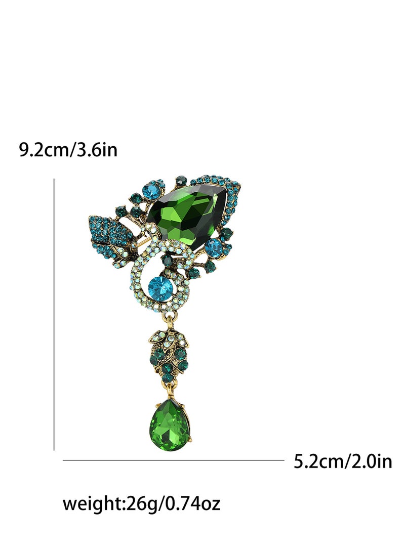 Brooch Pins For Women Retro Large Crystal Pendant Butterfly Brooch Women'S Coat Butterfly Brooch - Image 4