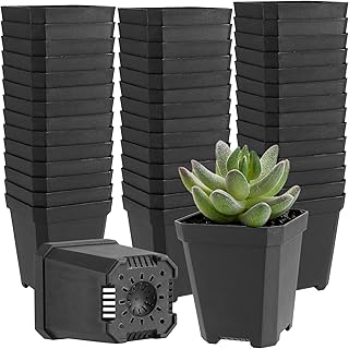 JOIKIT JOIKIT 120 Pack 3Ã‚Â InchÃ‚Â Black Square Nursery Pot, Plastic Square Plant Pot with Drainage Hole, Seedling Nursery  - Image 1