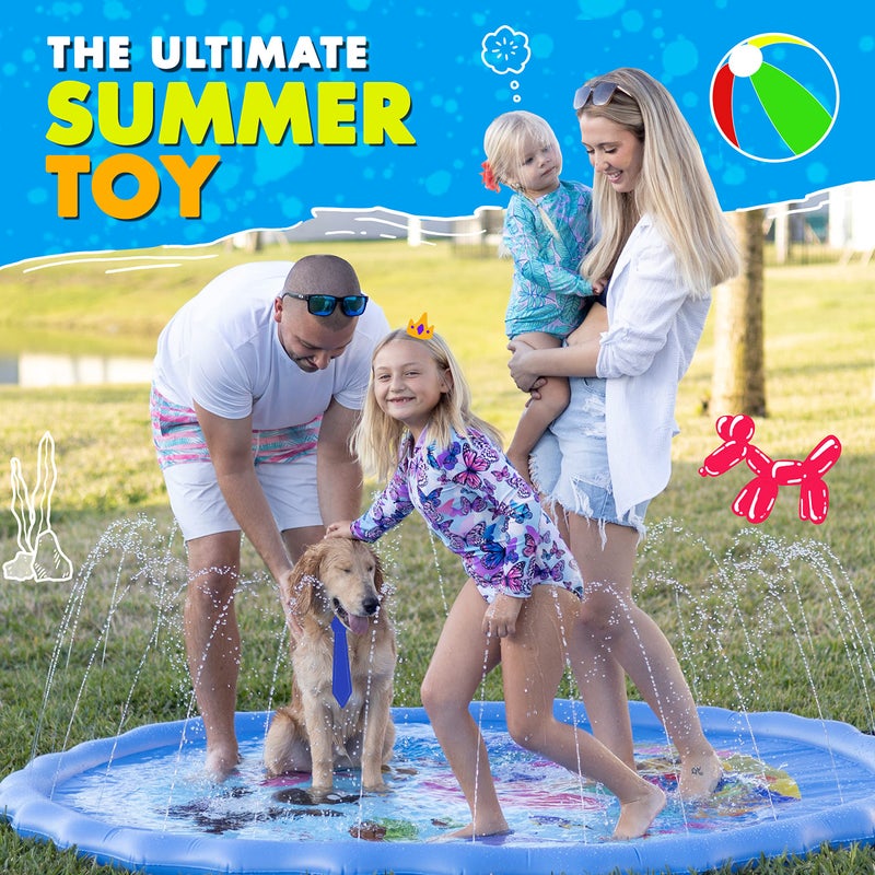 SplashEZ 89â€™â€™ Extra Large Splash Pad for Kids & Dogs Great Outdoor Toys for Toddlers 1-3 & Kids Ages 4-8, Baby Pool for Backyard Sprinkler, Pool Plastic Dog Water Summer Toys - Image 3
