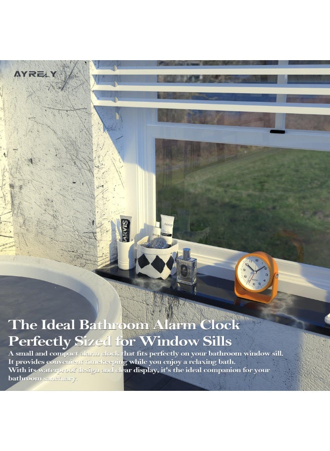 ساعة منبه تناظرية صغيرة مقاس 3.5 بوصة، ساعة مكتب تعمل بالبطارية، ساعة طاولة لطيفة مع إضاءة، زاوية قابلة للتعديل للسفر، بجانب السرير، غرفة النوم، الأطفال، ديكور غرفة المعيشة (برتقالي) - Image 5