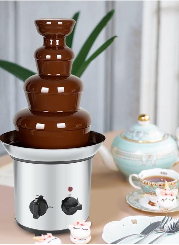 VARSTHREE - 4-Tier Chocolate Fountain Machine, Electric Fondue Set, UK Plug 220V, Premium Stainless Steel - Image 1