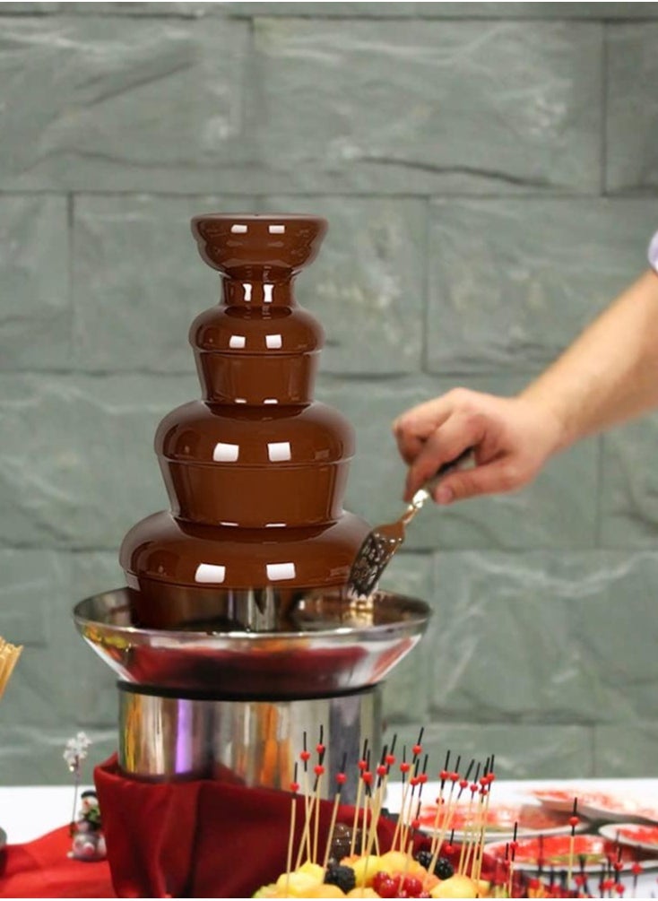 VARSTHREE - 4-Tier Chocolate Fountain Machine, Electric Fondue Set, UK Plug 220V, Premium Stainless Steel - Image 1