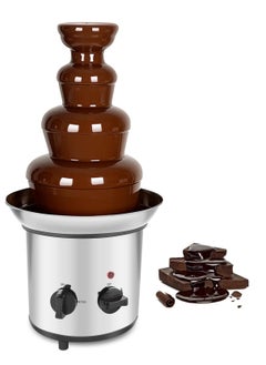 4-Tier Chocolate Fountain Machine, Electric Fondue Set, UK Plug 220V, Premium Stainless Steel