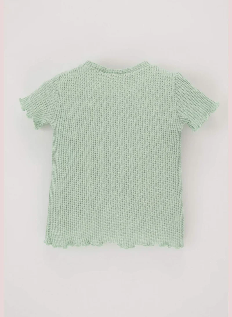 ديفاكتو BabyGirl Bike Neck Knitted Short Sleeve Body