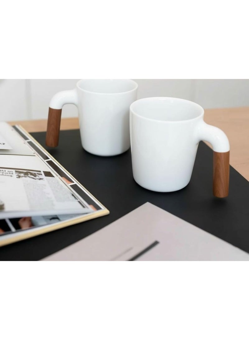 الكوتش قطعتين من كوب سيراميك بإيد خشب – تصميم عصري أنيق – سعة 350 مل - Image 1