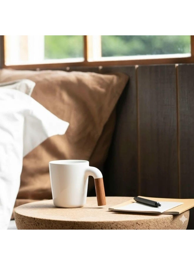 الكوتش قطعتين من كوب سيراميك بإيد خشب – تصميم عصري أنيق – سعة 350 مل - Image 5