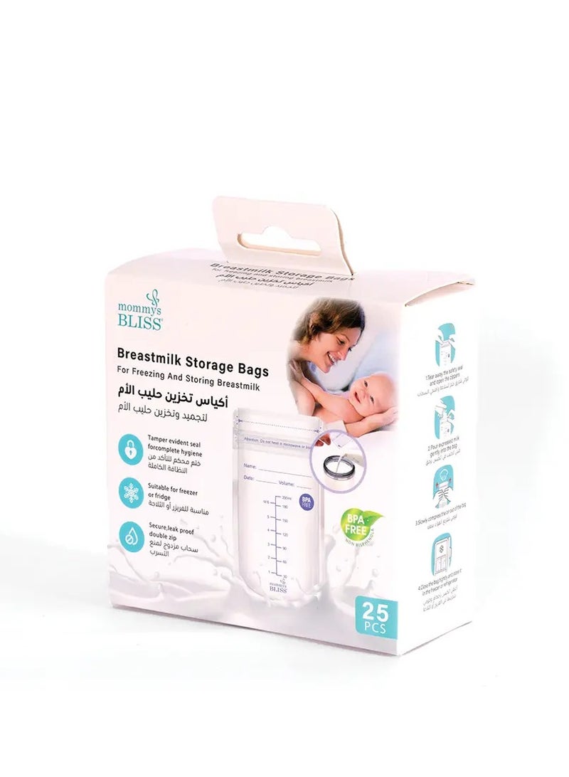 Mommy's Bliss Breastmilk Storage Bags, 25Pcs Leak-Proof, Self-Standing, Disposable Milk Storage Pouches For Freezing & Refrigeration (6Oz) - Image 2