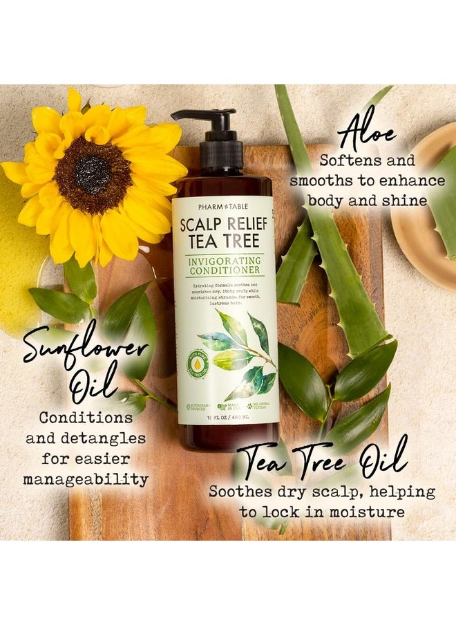 Pharm to Table - PHARM TO TABLE Tea Tree Conditioner For Men and Women, Hair Detangler and Soothing Scalp Relief - Infused with Tea Tree oil, Sunflower oil, Aloe and Argan oil, 16.2oz - Image 1