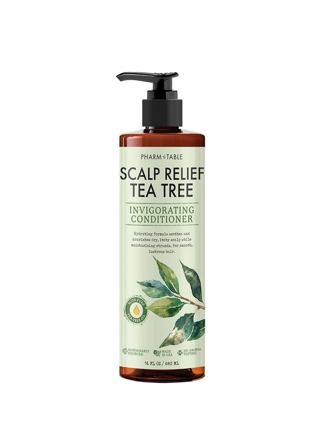 Pharm to Table - PHARM TO TABLE Tea Tree Conditioner For Men and Women, Hair Detangler and Soothing Scalp Relief - Infused with Tea Tree oil, Sunflower oil, Aloe and Argan oil, 16.2oz - Image 1