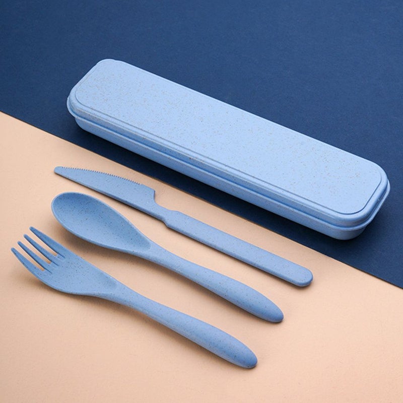 3 Piece Portable Cutlery Set With Reusable Utensils Box Travel Detachable Organizer Fold Spoon Fork Knife Robot Initial Name 26 Letters Pattern Christmas Gift Style A - Image 4