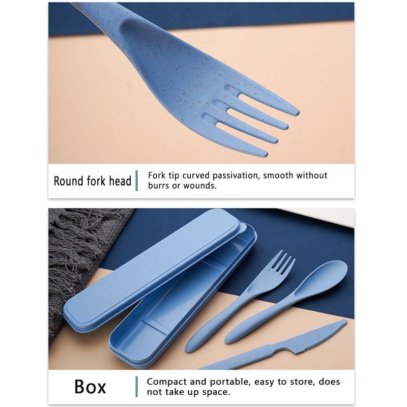 3 Piece Portable Cutlery Set With Reusable Utensils Box Travel Detachable Organizer Fold Spoon Fork Knife Robot Initial Name 26 Letters Pattern Christmas Gift Style A - Image 3