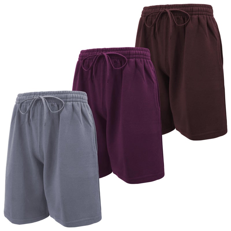 Andrew Scott Mens Cotton Knit Athletic Gym Shorts | Work Out Jogger Sweat Shorts with Drawstring & Pockets - Pack of 3 - Image 1