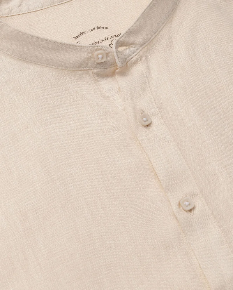 كاميتشسما Trendy Serafino Beige Linen Shirt.
