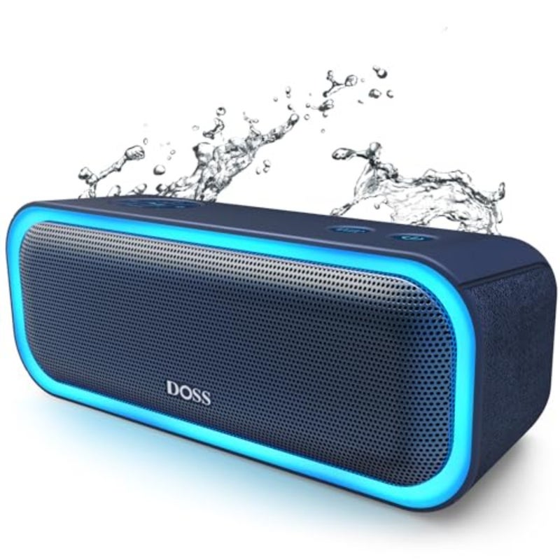 SoundBox Pro Bluetooth Speaker, 20W Stereo Sound, Active Extra Bass, 20H Playtime, Multi-Colors Lights, Wireless Stereo Pairing, IPX6 Waterproof for Garden, Hiking, Camping, Beach, Party-Blue - Image 1