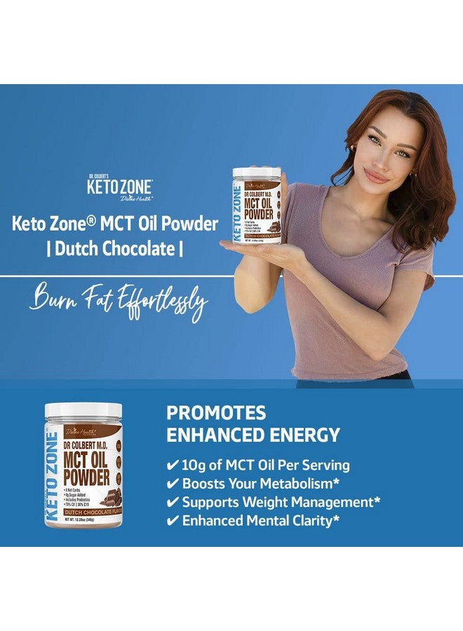 Divine Health Dr. Colbert Keto Zone Mct Oil Powder ; Dutch Chocolate Flavor ; 70% C8 ; 30% C10 ; All Natural Keto Approved For Ketosis ; 0 Net Carbs ; Gluten Free ; 30 Day Supply ; 348G ; - Image 5
