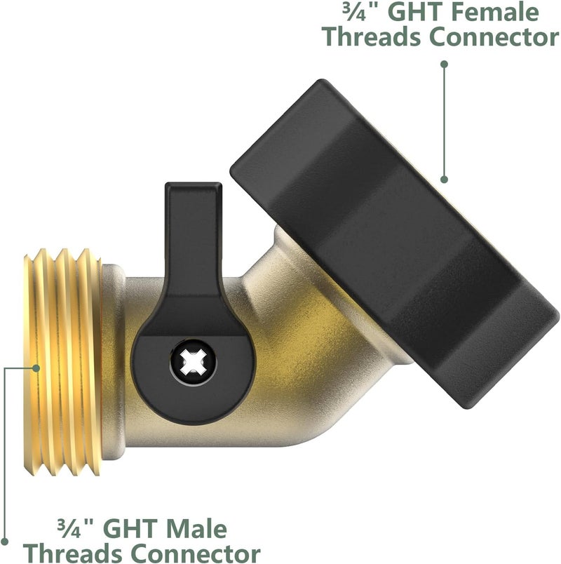Twinkle Star le Star 3/4" Brass Shut Off Valve Gooseneck Garden Hose Connector, 2 Pack - Image 2